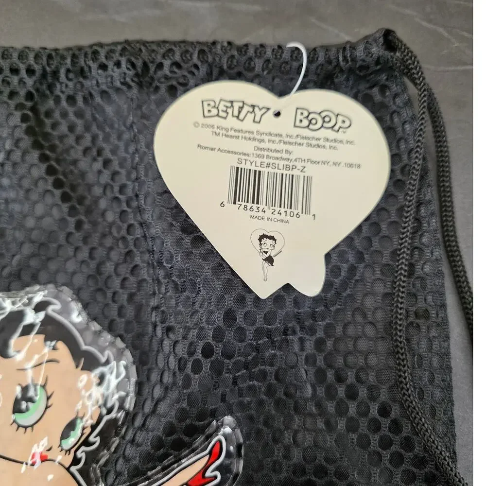 Betty Boop black mesh drawstring backpack 12